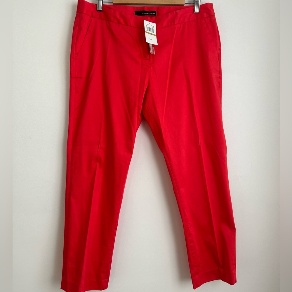 NWT Amanda & Chelsea Dark Coral Colour Cropped Zip Pants Size 12